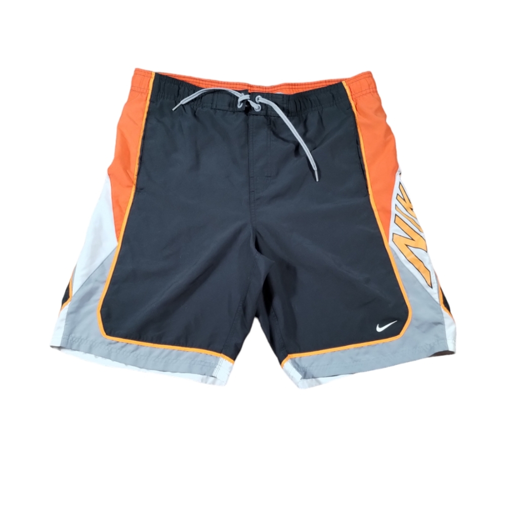 Nike Bathing Suit Men M Adult Orange Swim Trunks Swoosh Logo Basic Beach